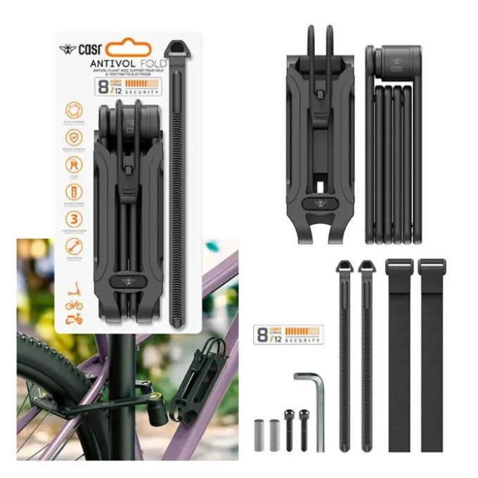 Antivol pliant CASR avec support vélo et trottinette