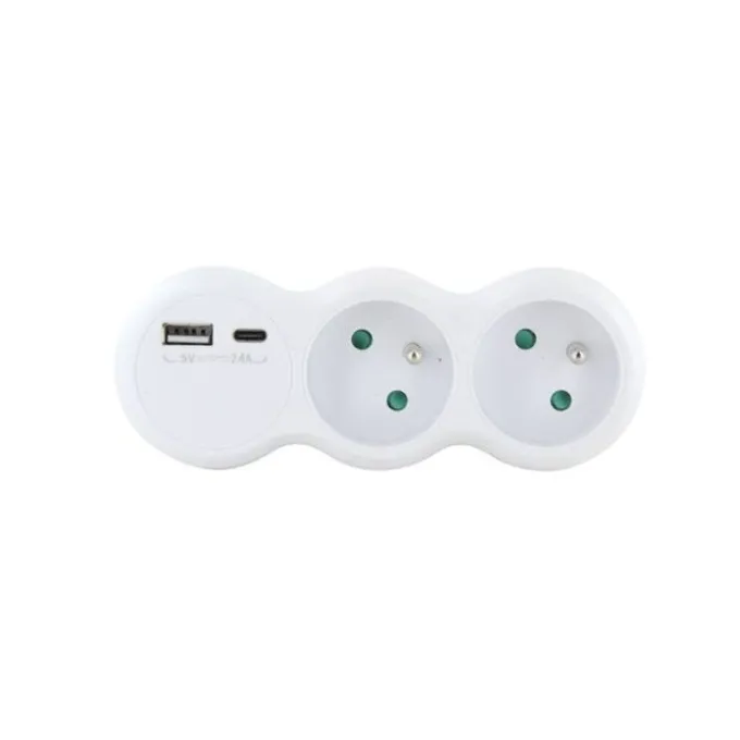 Biplite ELECTRO DEPOT 16A + 2 USB Blanche
