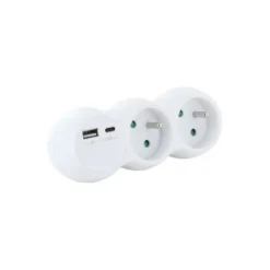 Biplite ELECTRO DEPOT 16A + 2 USB Blanche