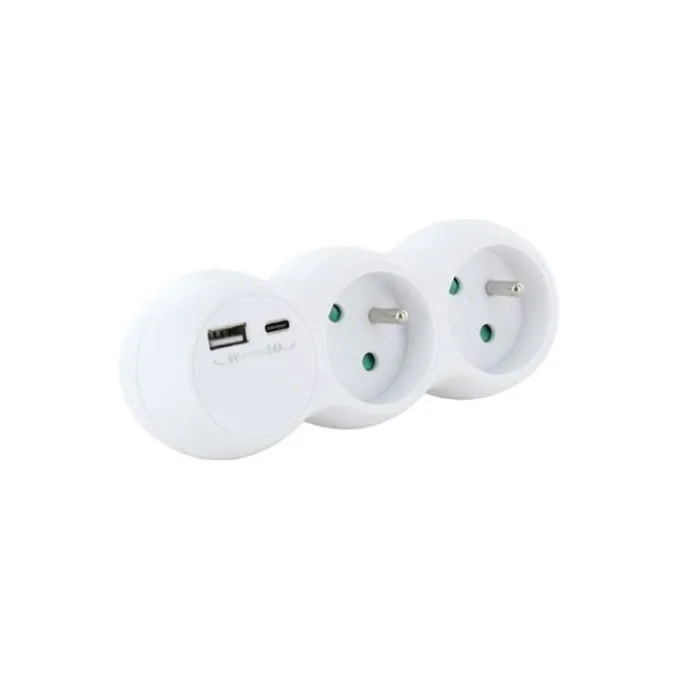 Biplite ELECTRO DEPOT 16A + 2 USB Blanche