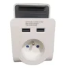 Bloc VOLTMAN 1 prise + 2 USB A Blanc
