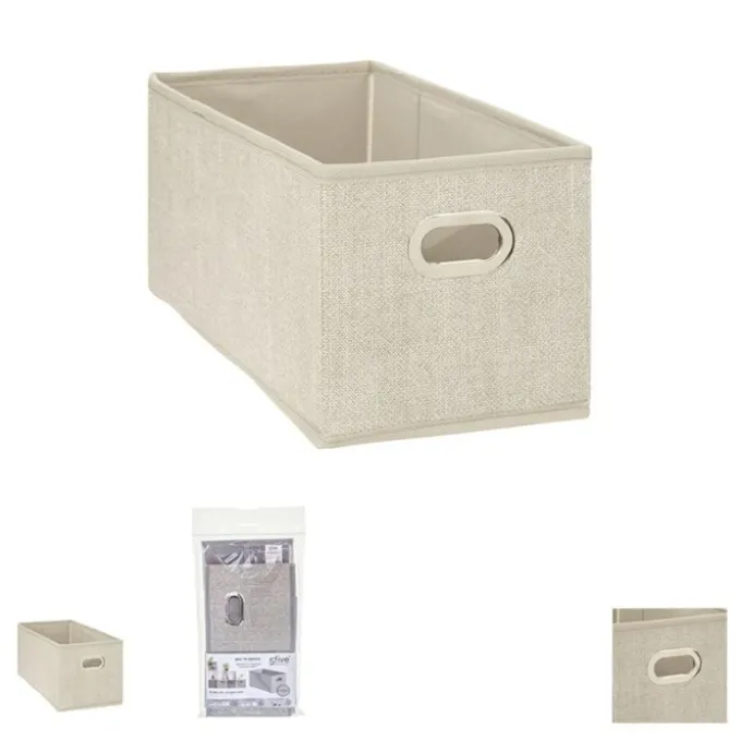 Boîte de rangement pliable beige chiné 15x31 cm