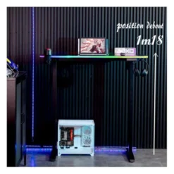 Bureau gaming LED motorisé AMSTRAD AMS-DESK120T Noir