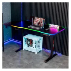 Bureau gaming LED motorisé AMSTRAD AMS-DESK120T Noir