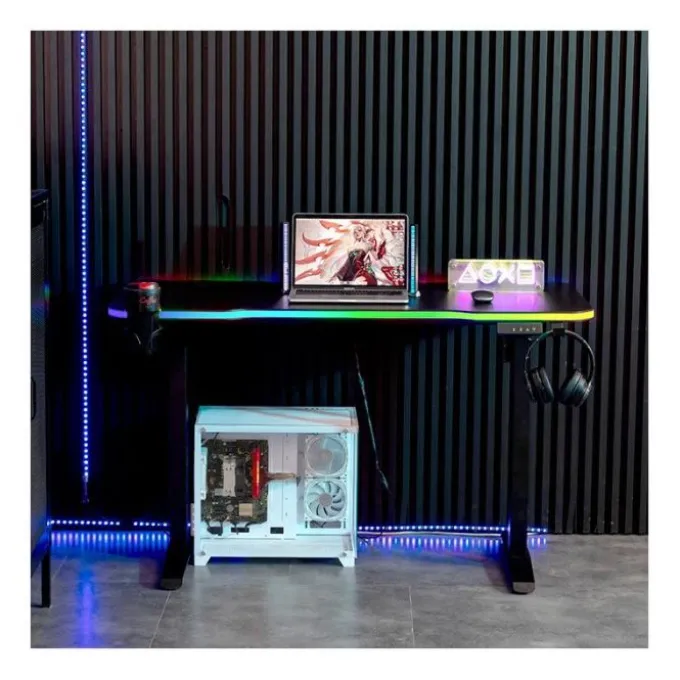 Bureau gaming LED motorisé AMSTRAD AMS-DESK120T Noir