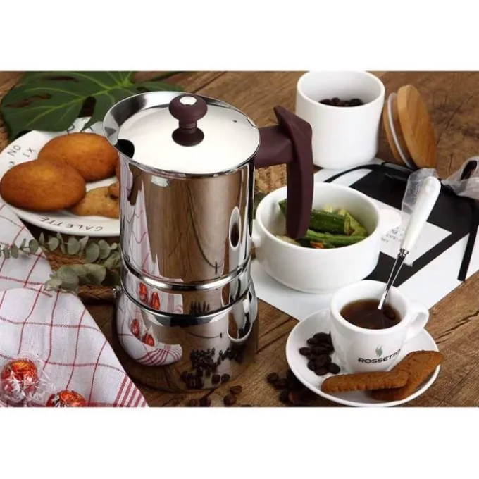 Cafetière italienne inox 10 tasses tous feux dont induction
