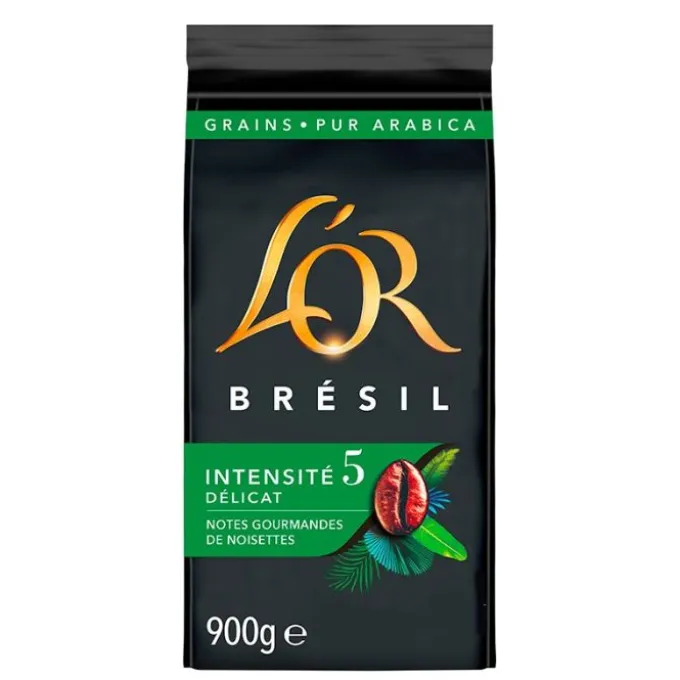 Café grains L'OR BRESIL 900g pour broyeurs et robots cafés