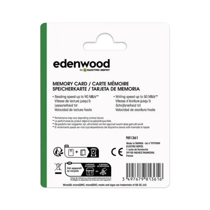 Carte Mémoire micro SD 128 Go EDENWOOD + Adaptateur – Stockage Haute Capacité à Petit Prix