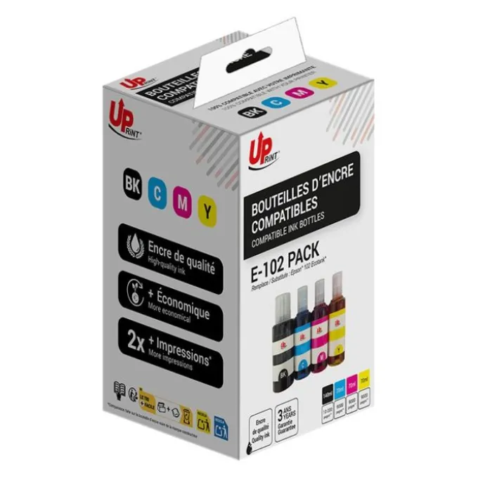 Cartouche compatible UPprint Epson EcoTank 102 - Pack de 4 - magenta, cyan, noir, jaune