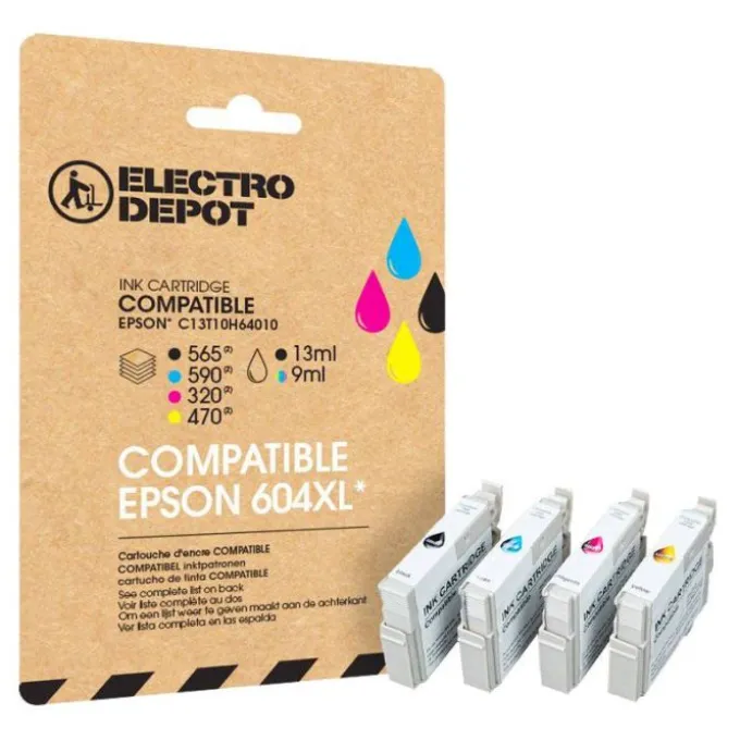 Cartouche d'encre ELECTRO DEPOT compatible EPSON E 604 XL noir et couleurs - Ananas