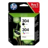 Cartouche d'encre HP 304 Pack de 2 Cartouches d'Encre Noire et Trois Couleurs Authentiques (3JB05AE)