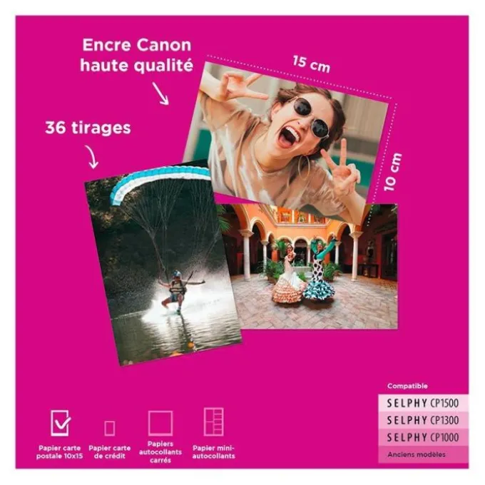 Cartouche d'encre pour imprimante photo Canon KP36IP 36 feuilles 10x15 + encre pour Selphy