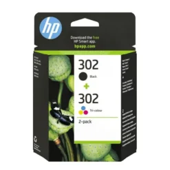 Cartouches d'encre HP 302 - Pack de 2 Cartouches d'Encre Noire et Trois Couleurs Authentiques (X4D37AE)