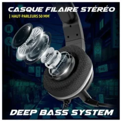Casque gaming filaire AKUMA SEINEN H04 NOIR