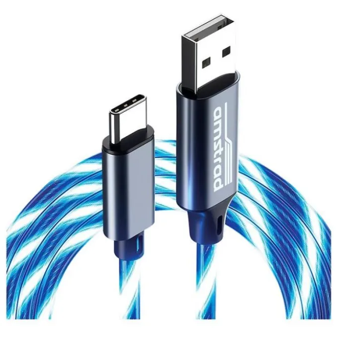 Câble AMSTRAD USB-C LED bleu 3m