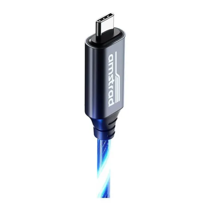 Câble AMSTRAD USB-C/USB-C LED Bleu 3m