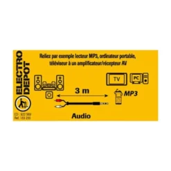 Câble EDENWOOD JACK 3,5 / 2 RCA Noir 3 mètres