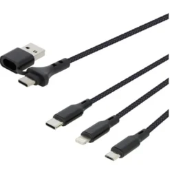 Câble 3 en 1 Lightning, Micro USB et USB-C / USB et USB-C SEDEA Noir