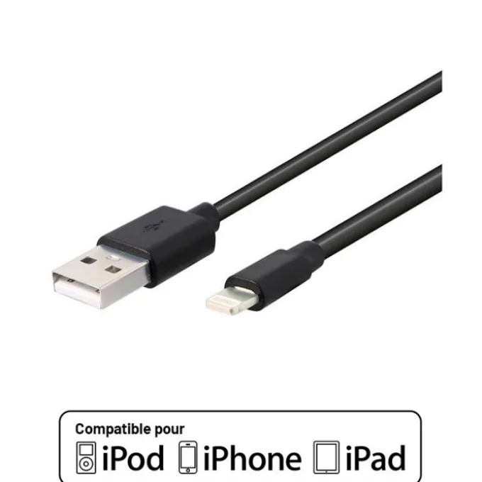 Câble Lightning / USB EDENWOOD 2,5M Noir Certifié APPLE