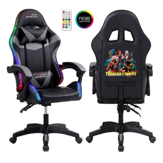 Chaise gaming AMSTRAD AMS 900 LED TOP1 Noir
