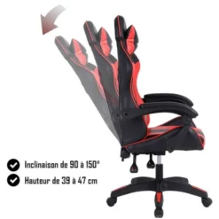 Chaise gaming AMSTRAD AMS 800 Noir et rouge