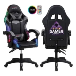 Chaise gaming AMSTRAD 900 LED Gamer Noir