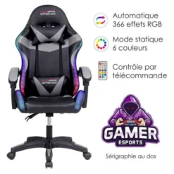 Chaise gaming AMSTRAD 900 LED Gamer Noir