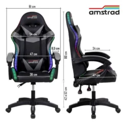 Chaise gaming AMSTRAD 900 LED Gamer Noir