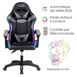 Chaise gaming AMSTRAD 900 LED Skull Noir