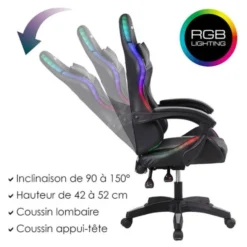 Chaise gaming AMSTRAD 900 LED Skull Noir