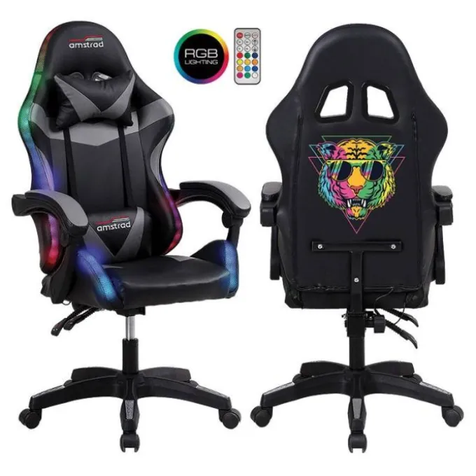 Chaise gaming AMSTRAD 900 LED Tiger Noir