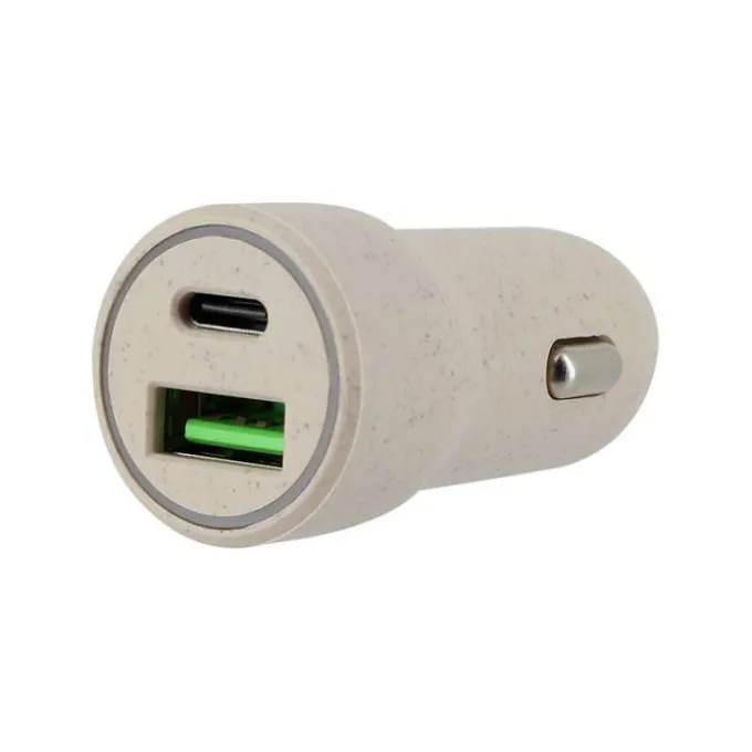 Chargeur allume cigare éco 2 ports USB-C et USB EDENWOOD 20W Beige