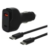 Chargeur allume cigare 2 ports USB-C et USB EDENWOOD 83W et + Câble USB-C / USB-C 1M Noir
