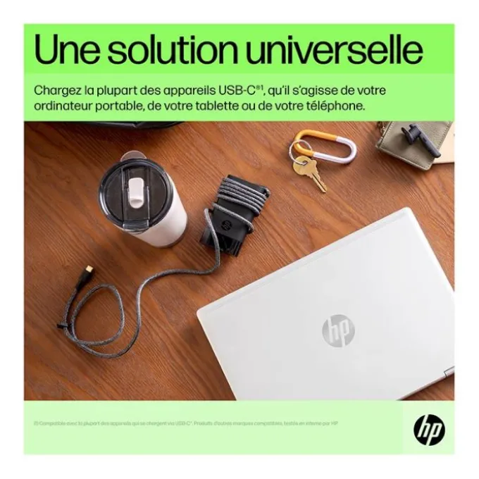 Chargeur HP USB-C 65W – Chargeur universel pour ordinateur portable, tablette et smartphone