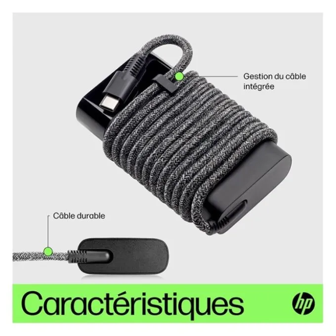 Chargeur HP USB-C 65W – Chargeur universel pour ordinateur portable, tablette et smartphone