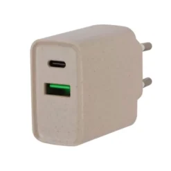 Chargeur secteur éco 2 ports USB-C et USB EDENWOOD 20W Beige