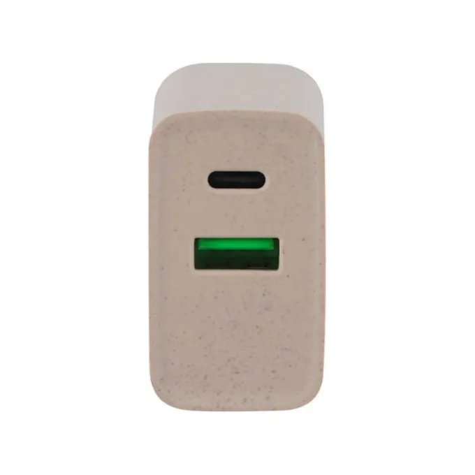 Chargeur secteur éco 2 ports USB-C et USB EDENWOOD 20W Beige