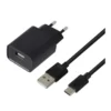 Chargeur secteur USB HIGH ONE 2,4AA + Câble USB-C/ USB 1M Noir