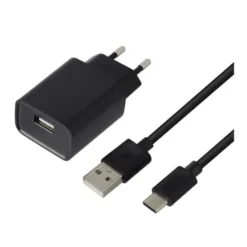 Chargeur secteur USB HIGH ONE 2,4AA + Câble USB-C/ USB 1M Noir