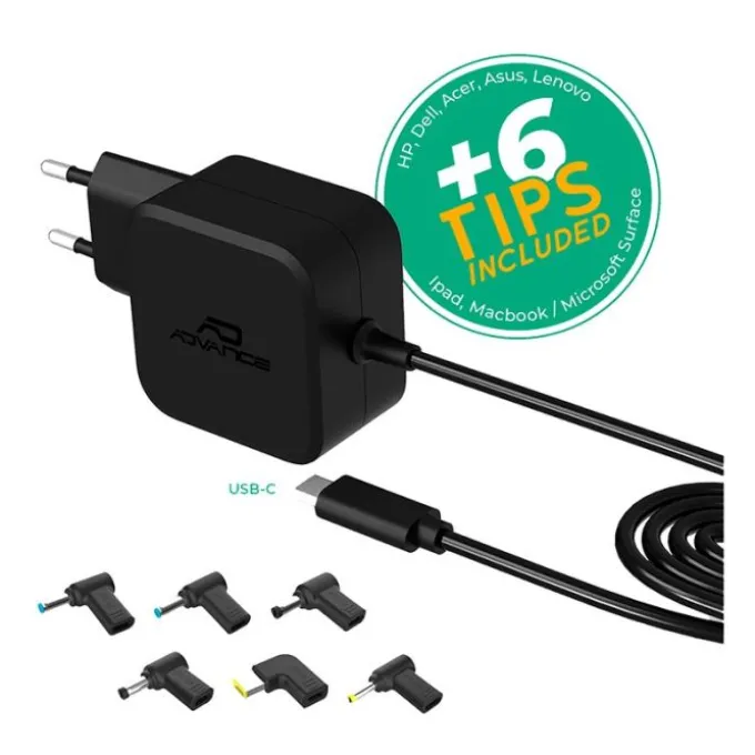 Chargeur universel ADVANCE PC USB-C 70W + 6 EMBOUTS