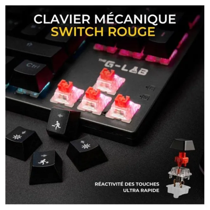 Clavier mécanique gamer THE G-LAB MERCURY switch rouge