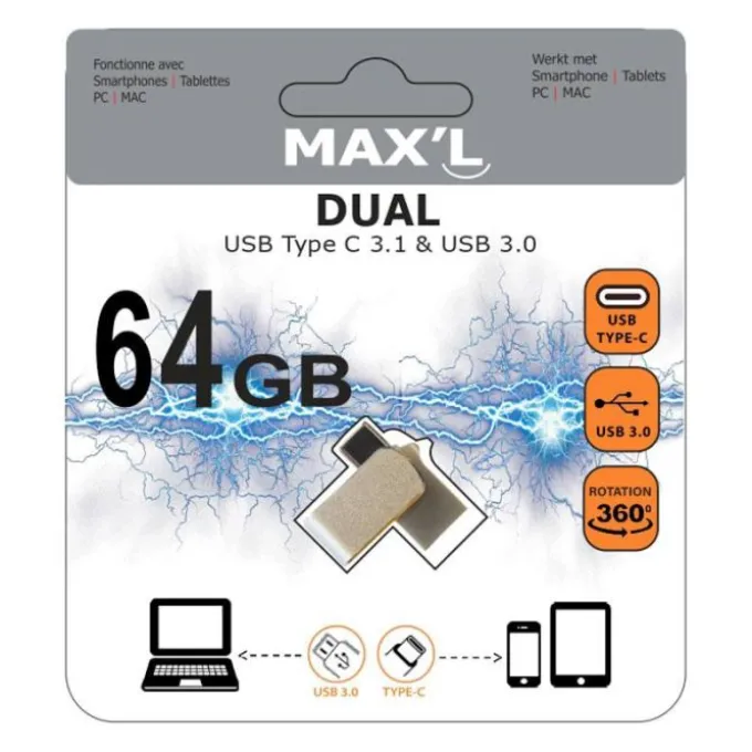 Clé USB OTG 3.0 MAX'L 64Go