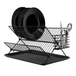 Egouttoir COSYLIFE métal noir pliable