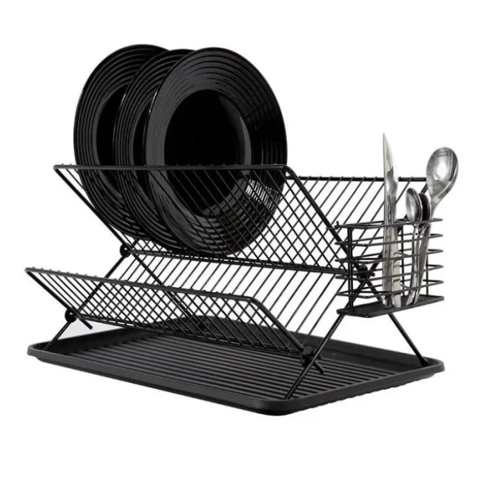 Egouttoir COSYLIFE métal noir pliable