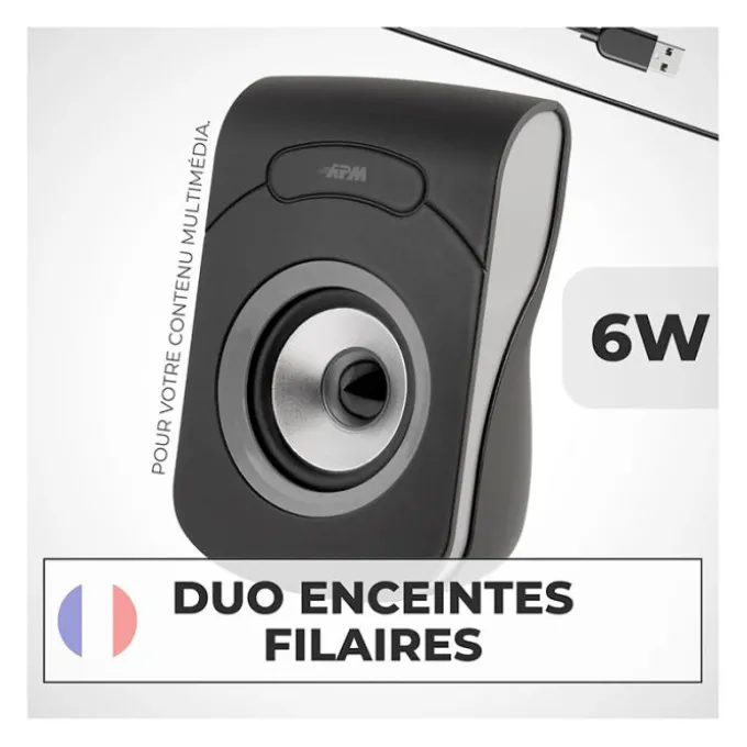 Enceintes APM Filaires USB 2.0 - Duo Haut-Parleurs PC