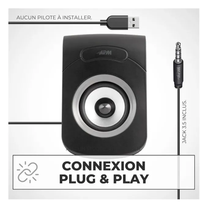 Enceintes APM Filaires USB 2.0 - Duo Haut-Parleurs PC