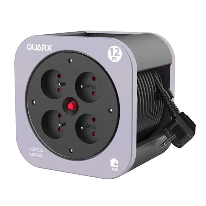 Enrouleur SBOX 4 prises Gris - Cable 12m