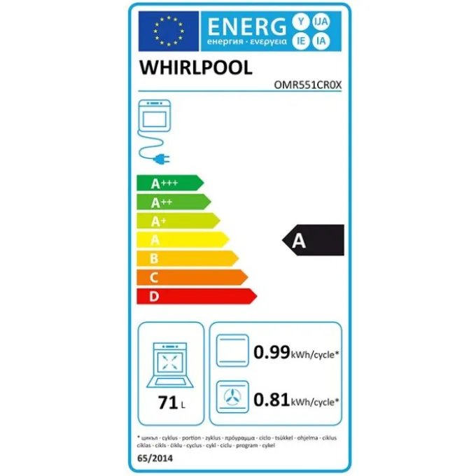 Four encastrable WHIRLPOOL à chaleur tournante OMR551CR0X