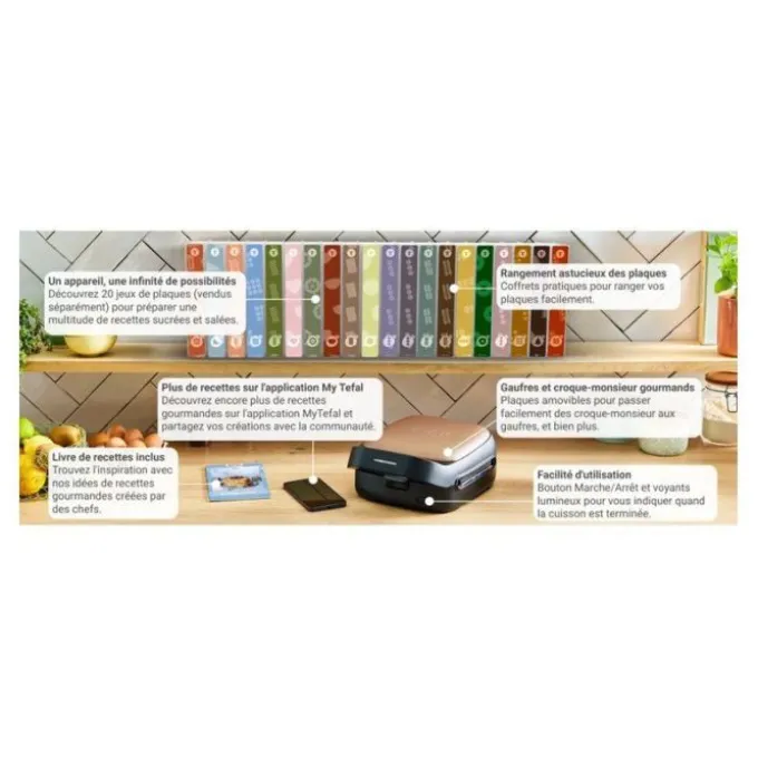 Gaufrier TEFAL + Croque-monsieur Snack collection - SW863J