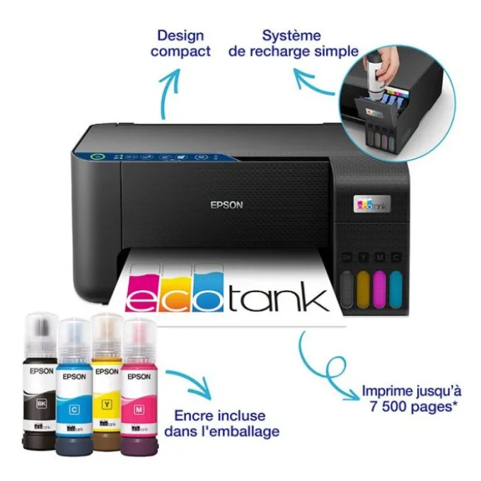 Imprimante EPSON EcoTank ET-2861 multifonction à réservoir